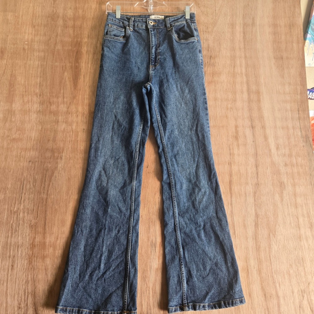 Cotton On Original Flare Jeans High Rise Medium Wash Denim Boho Stretch Size 6